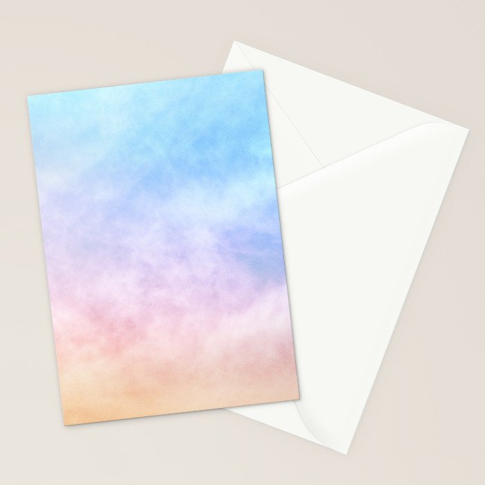 Pastel Rainbow Watercolor Clouds Stationery Card Gallery Image 2