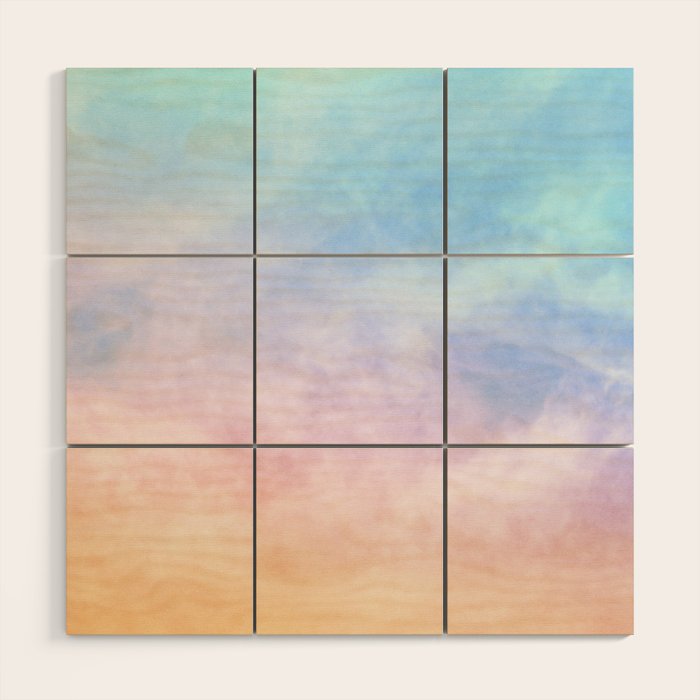 Pastel Rainbow Watercolor Clouds Wood Wall Art Gallery Image 1