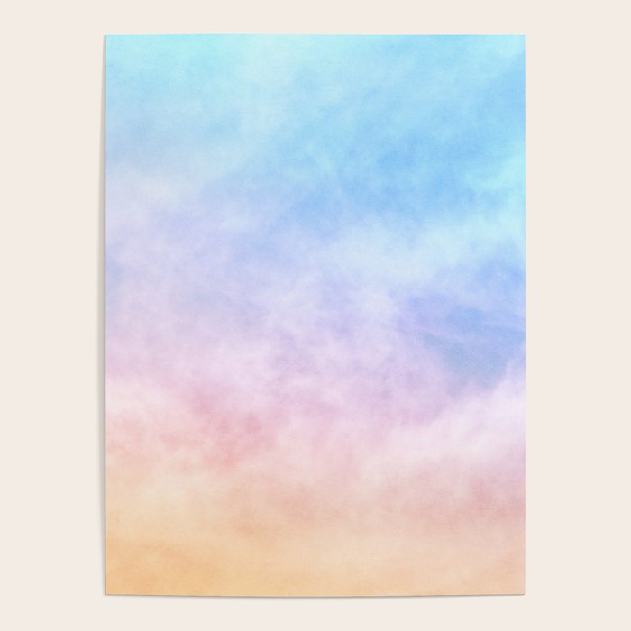 Pastel Rainbow Watercolor Clouds Poster Gallery Image 4