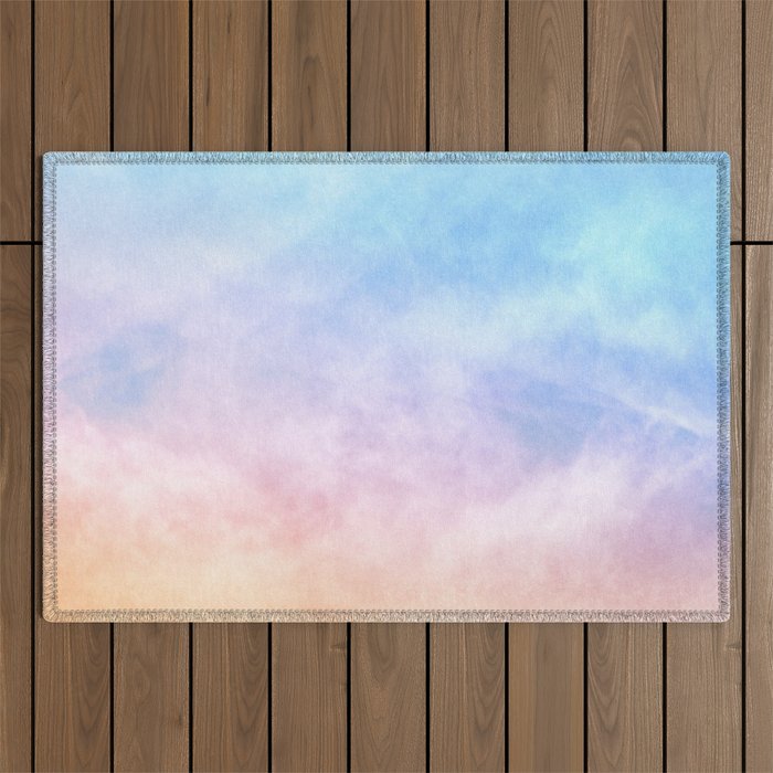 Pastel Rainbow Watercolor Clouds Outdoor Rug Gallery Image 1
