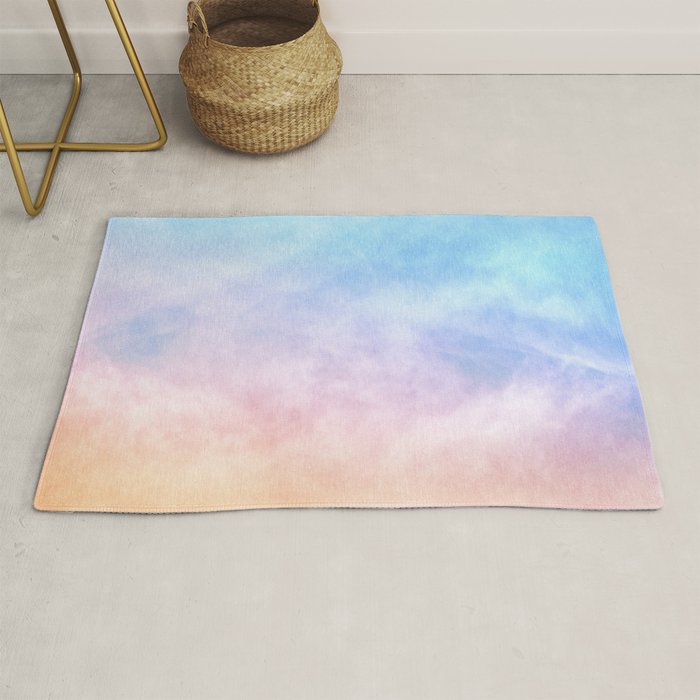 Pastel Rainbow Watercolor Clouds Rug Gallery Image 1