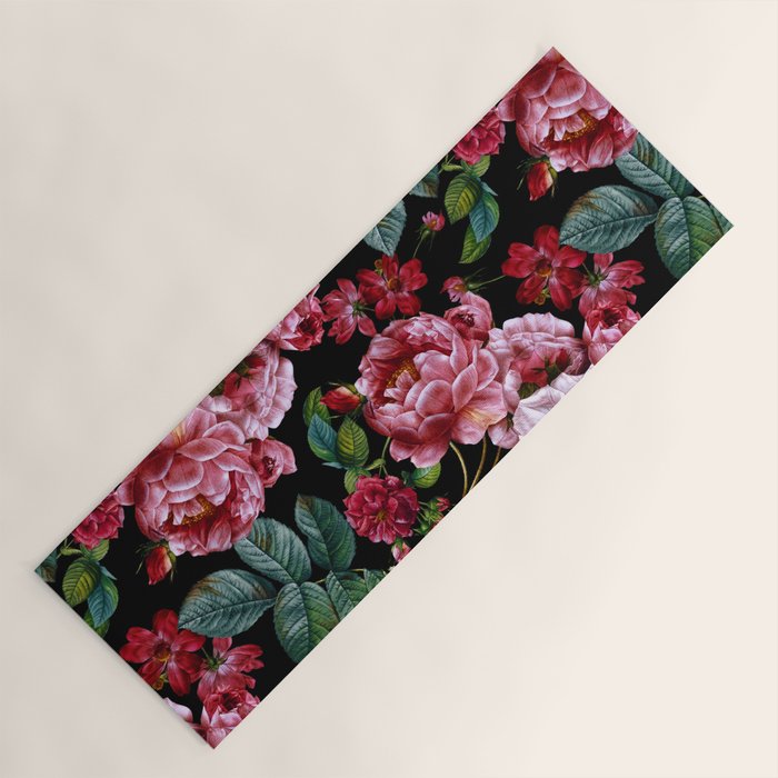 Red Floral Garden Yoga Mat Gallery Image 1