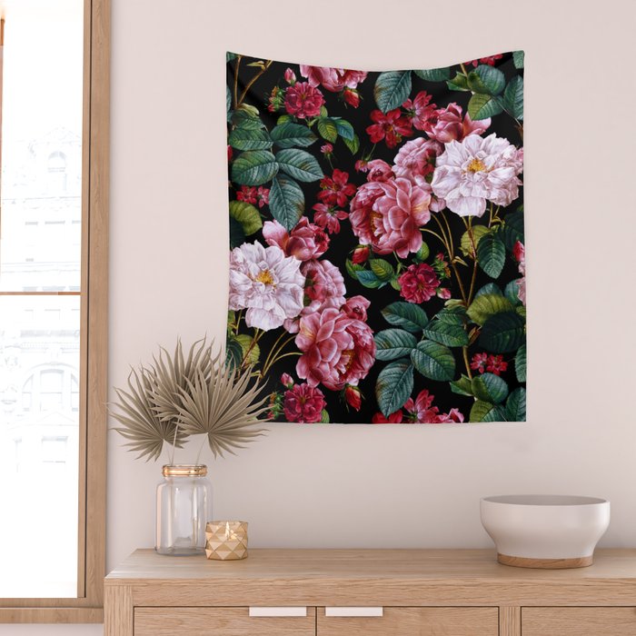 Red Floral Garden Wall Tapestry Gallery Image 2