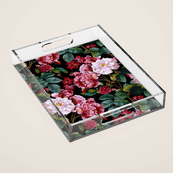 Red Floral Garden Acrylic Tray Gallery Image 1