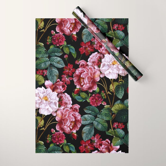 Red Floral Garden Wrapping Paper Gallery Image 1