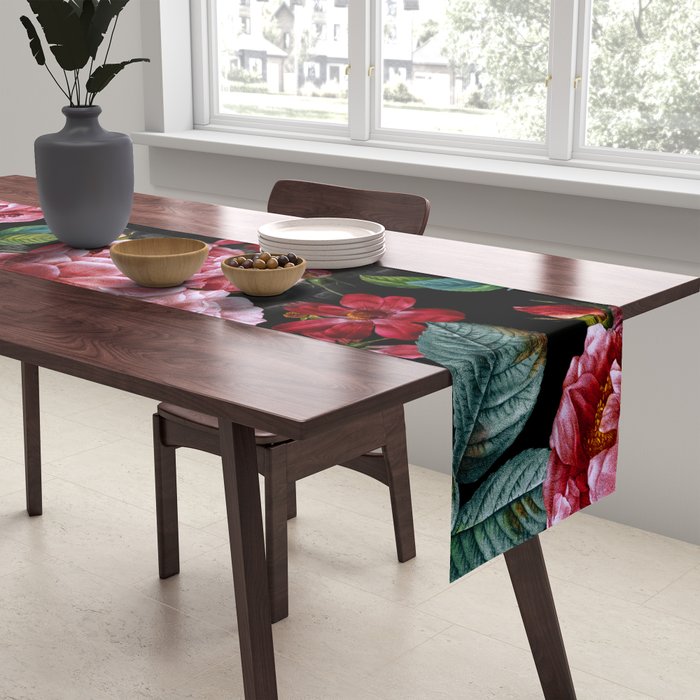 Red Floral Garden Table Runner Gallery Image 2