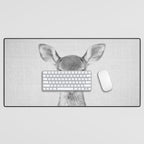 Baby Deer - Black & White Desk Mat Gallery Image 1
