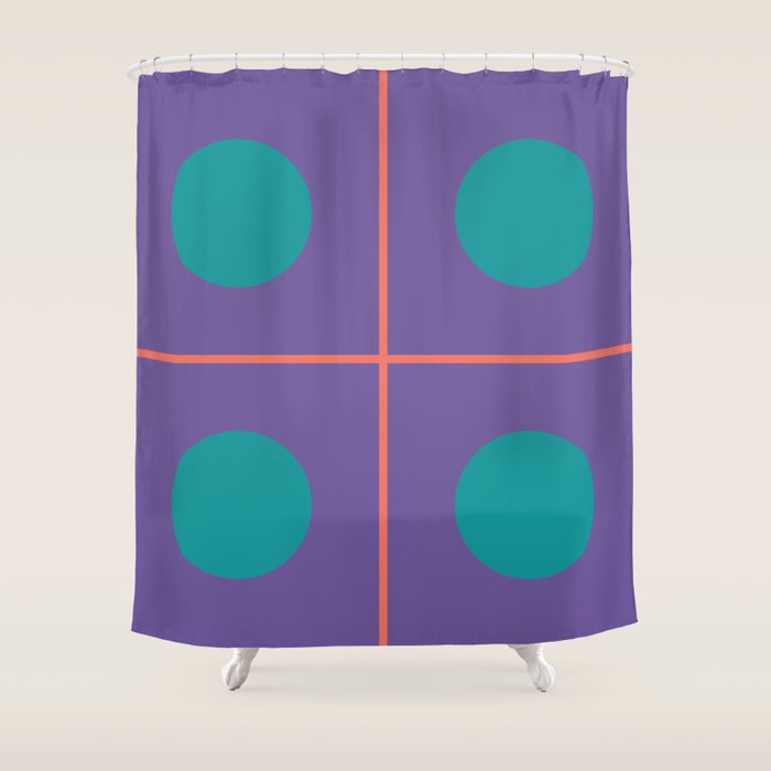 Retro Geometric Circle Grid Shower Curtain Gallery Image 1