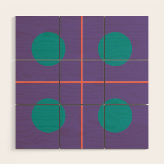 Retro Geometric Circle Grid Wood Wall Art Gallery Image 1