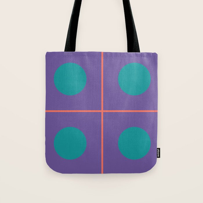 Retro Geometric Circle Grid Tote Bag Gallery Image 1