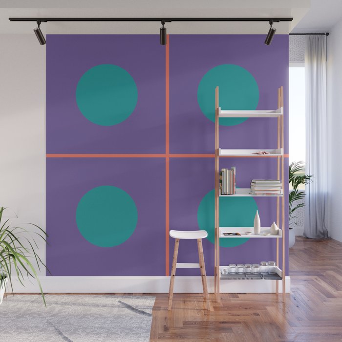 Retro Geometric Circle Grid Wall Mural Gallery Image 1