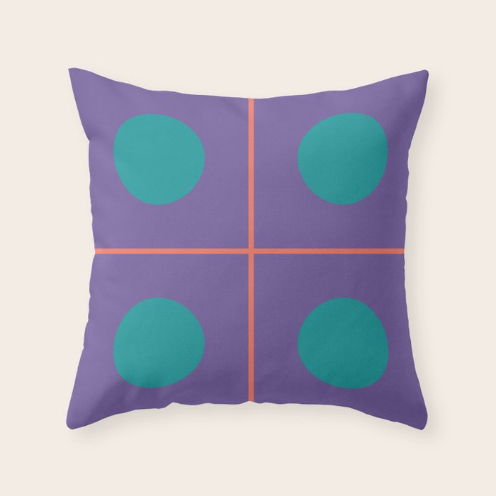 Retro Geometric Circle Grid Throw Pillow Gallery Image 6
