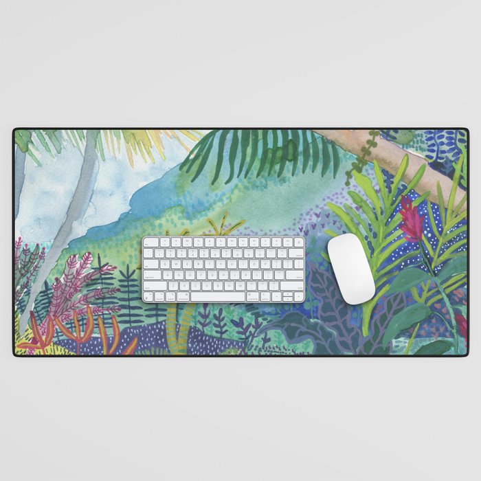 Jungle Paradise Watercolor Desk Mat Gallery Image 1