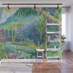 Jungle Paradise Watercolor Wall Mural Gallery Image 1