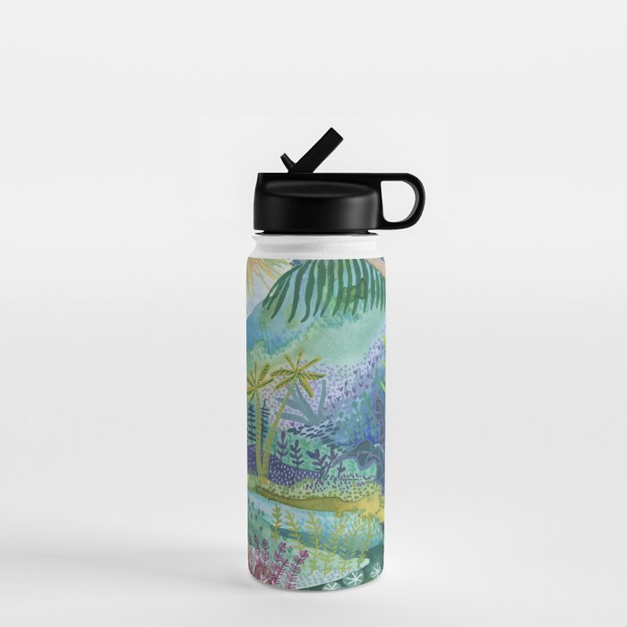 Jungle Paradise Watercolor Water Bottle Gallery Image 1