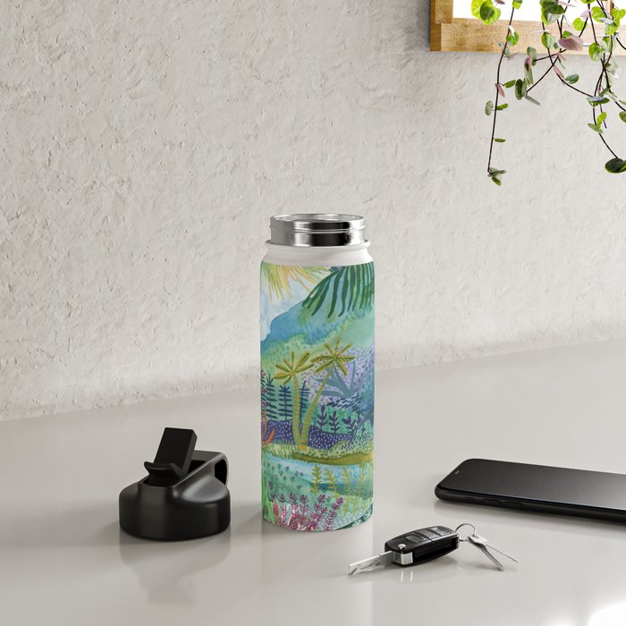Jungle Paradise Watercolor Water Bottle Gallery Image 4