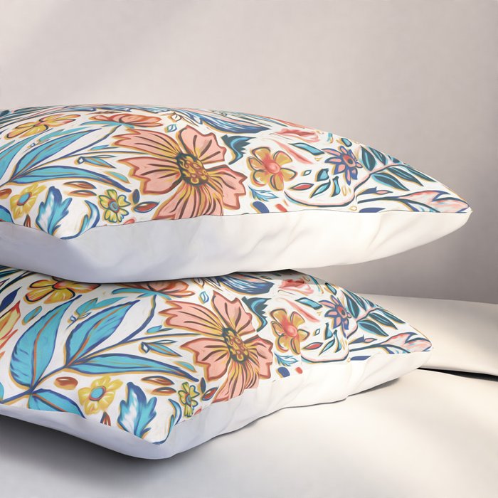 Vivid Colorful Art Nouveau Floral Pillow Sham Gallery Image 3
