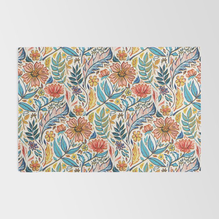 Vivid Colorful Art Nouveau Floral Rug Gallery Image 2