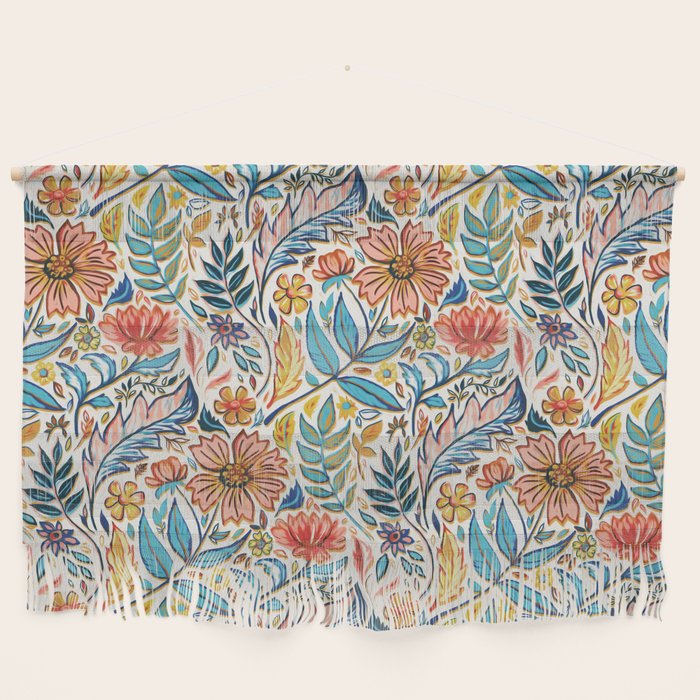 Vivid Colorful Art Nouveau Floral Wall Hanging Gallery Image 1