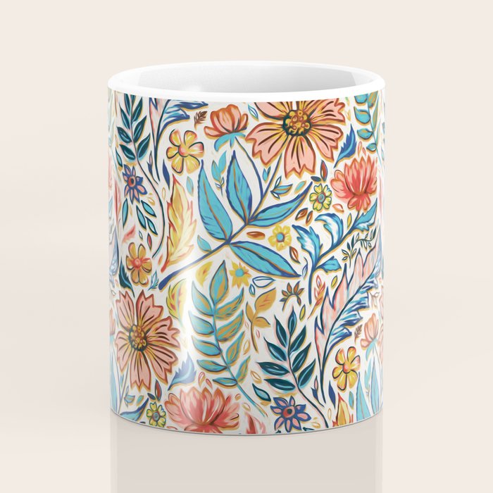 Vivid Colorful Art Nouveau Floral Coffee Mug Gallery Image 4