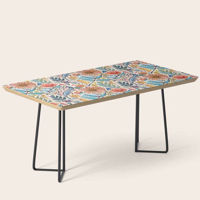 Vivid Colorful Art Nouveau Floral Coffee Table Gallery Image 1