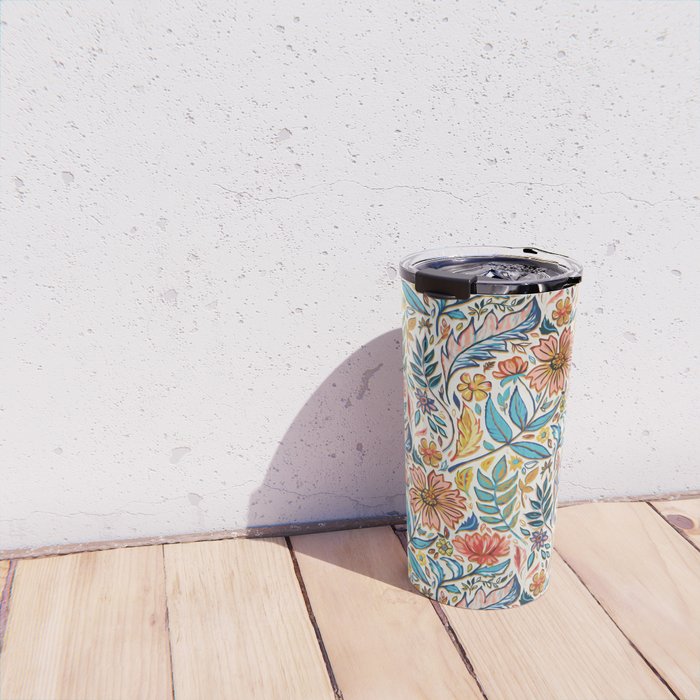 Vivid Colorful Art Nouveau Floral Travel Mug Gallery Image 4
