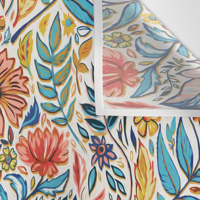 Vivid Colorful Art Nouveau Floral Wall Tapestry Gallery Image 3