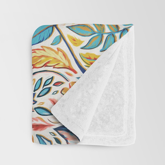 Vivid Colorful Art Nouveau Floral Throw Blanket Gallery Image 3