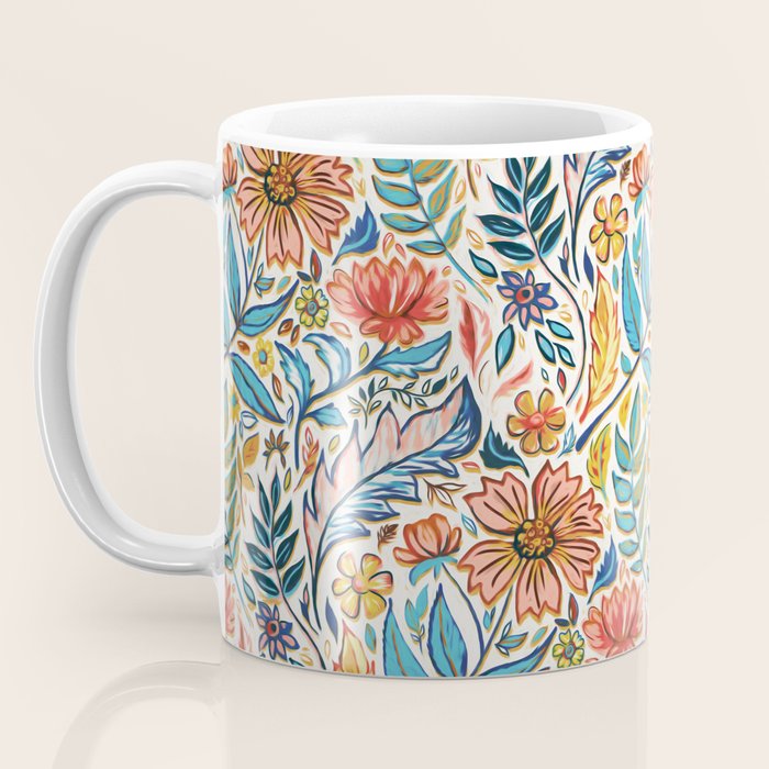 Vivid Colorful Art Nouveau Floral Coffee Mug Gallery Image 3
