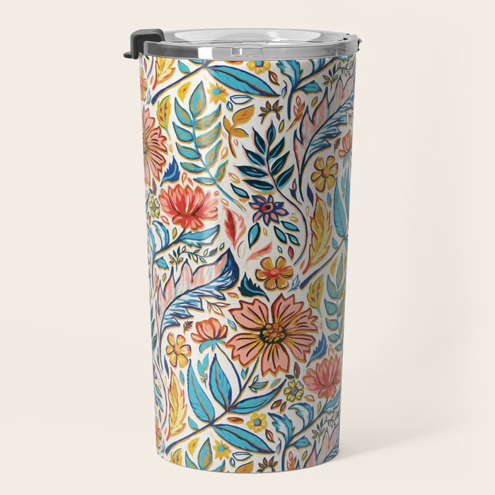Vivid Colorful Art Nouveau Floral Travel Mug Gallery Image 3