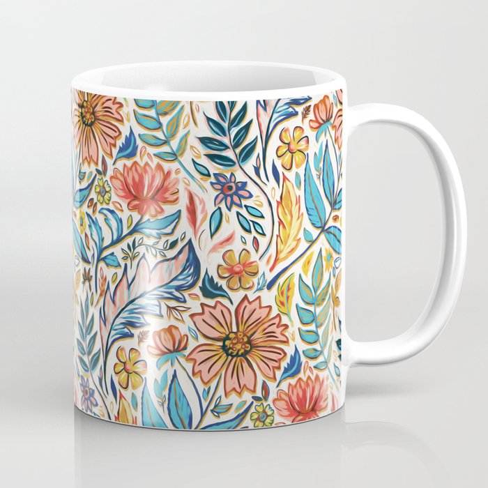 Vivid Colorful Art Nouveau Floral Coffee Mug Gallery Image 1