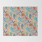 Vivid Colorful Art Nouveau Floral Throw Blanket Gallery Image 2