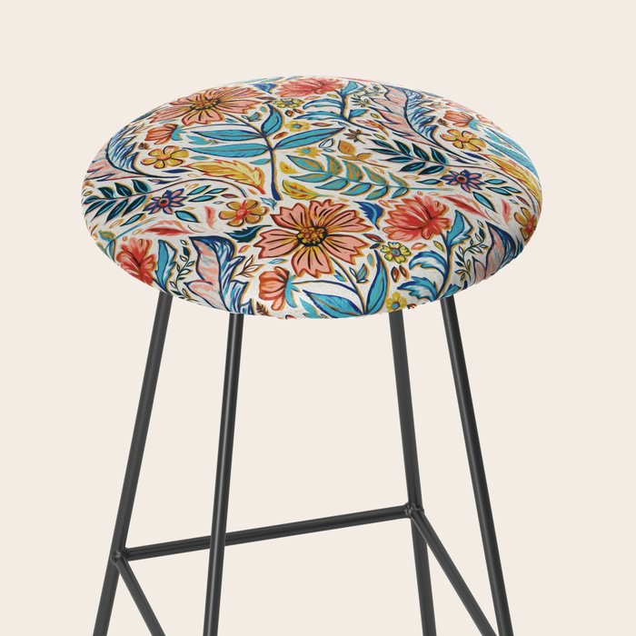 Vivid Colorful Art Nouveau Floral Stool Gallery Image 2