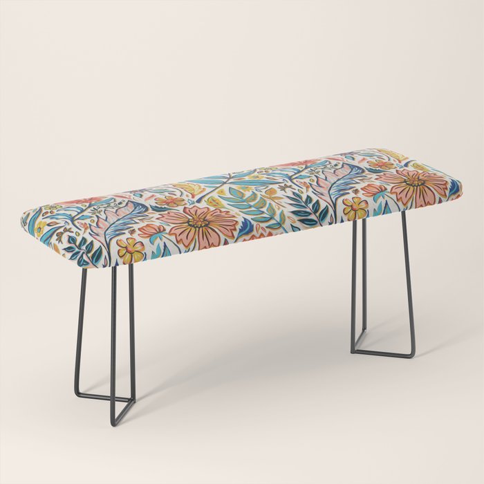 Vivid Colorful Art Nouveau Floral Bench Gallery Image 1