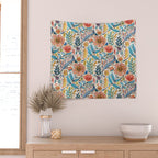 Vivid Colorful Art Nouveau Floral Wall Tapestry Gallery Image 2