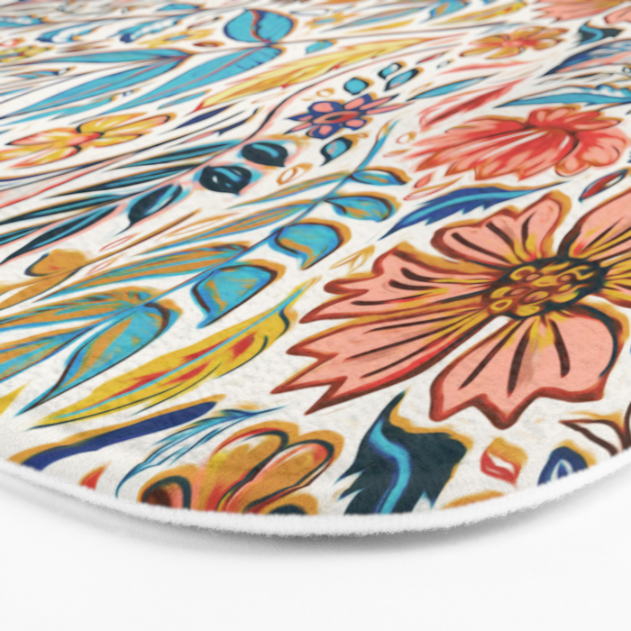 Vivid Colorful Art Nouveau Floral Bath Mat Gallery Image 3