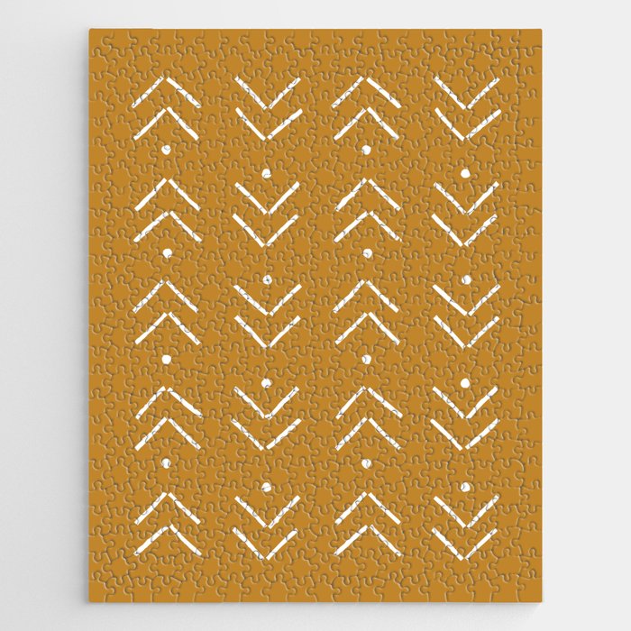 Arrow Lines Pattern Design 10 in mustard yellow Jigsaw Puzzle Gallery Image 1