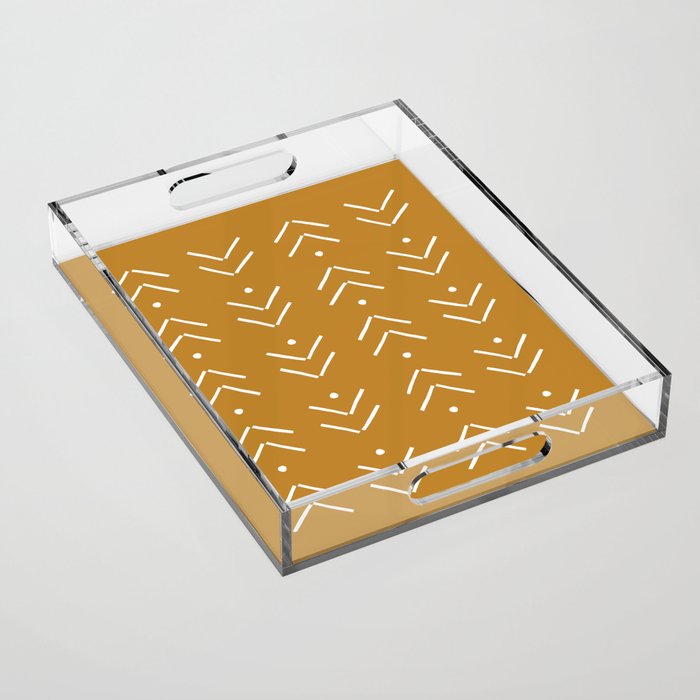 Arrow Lines Pattern Design 10 in mustard yellow Acrylic Tray Gallery Image 1