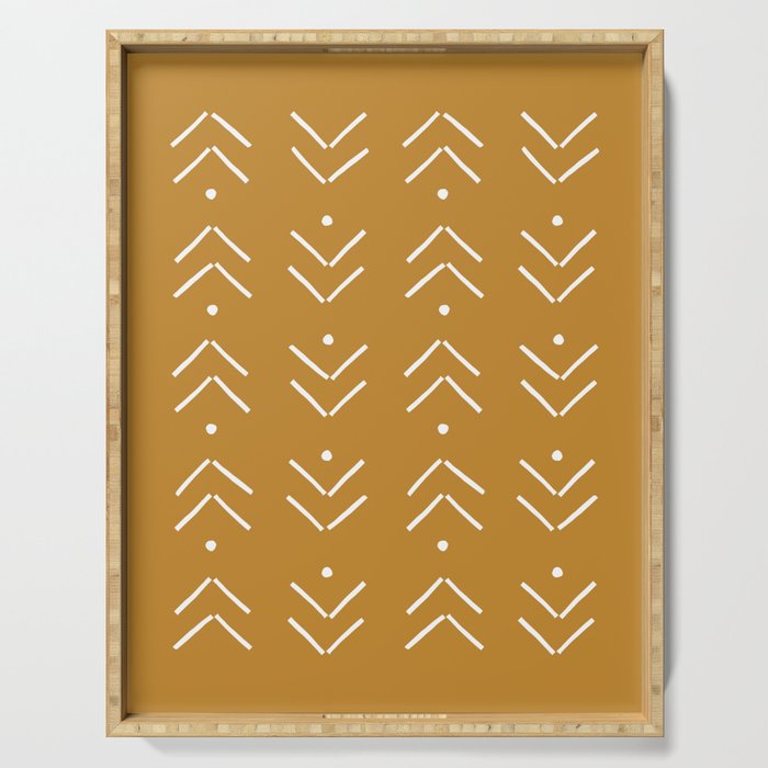 Arrow Lines Pattern Design 10 in mustard yellow Serving Tray Gallery Image 1