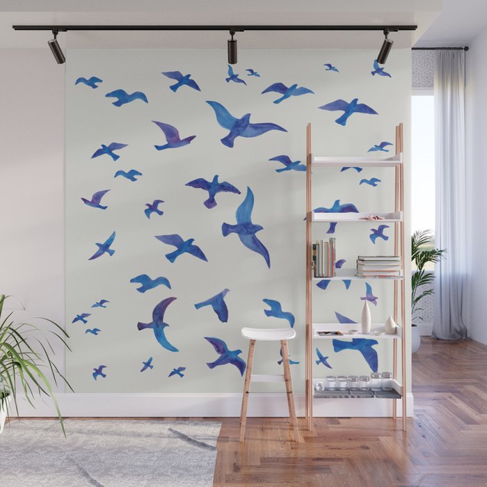 Blue Birds Wall Mural Gallery Image 1