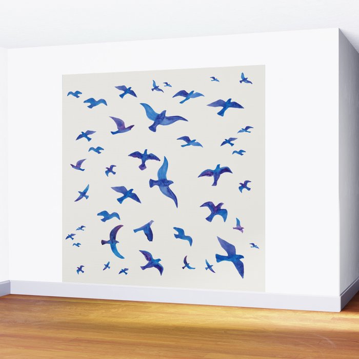 Blue Birds Wall Mural Gallery Image 2