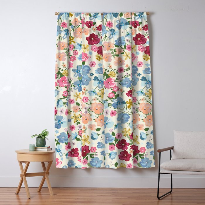Blooming Cottage Garden Boho Floral Window Curtain Gallery Image 1