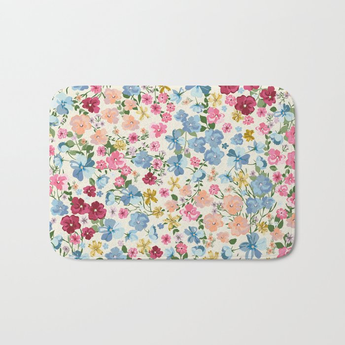 Blooming Cottage Garden Boho Floral Bath Mat Gallery Image 1