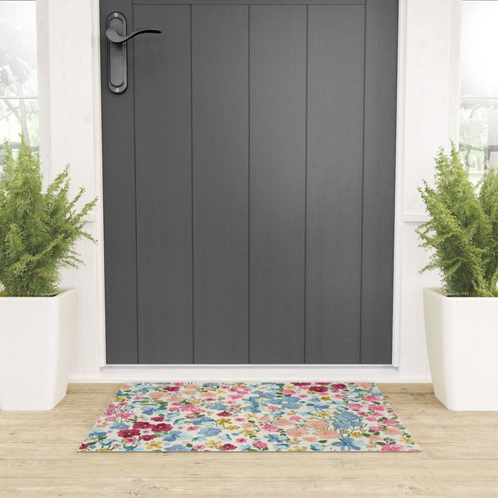 Blooming Cottage Garden Boho Floral Welcome Mat Gallery Image 3
