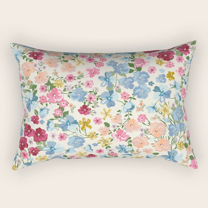 Blooming Cottage Garden Boho Floral Rectangular Pillow Gallery Image 2