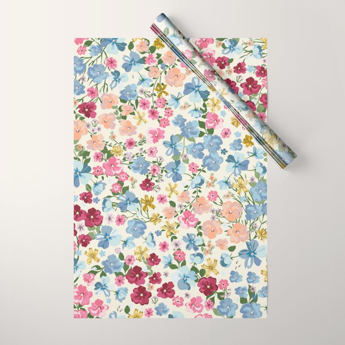Blooming Cottage Garden Boho Floral Wrapping Paper Gallery Image 1