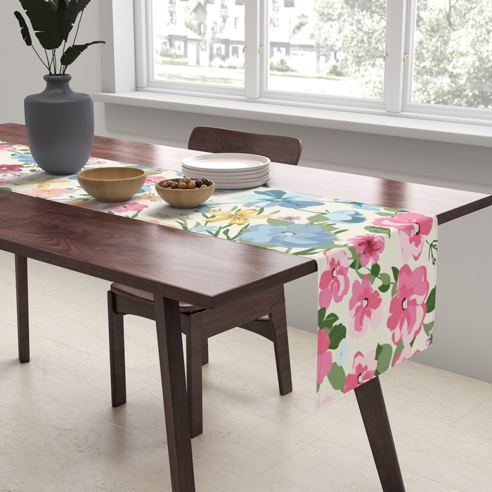 Blooming Cottage Garden Boho Floral Table Runner Gallery Image 2