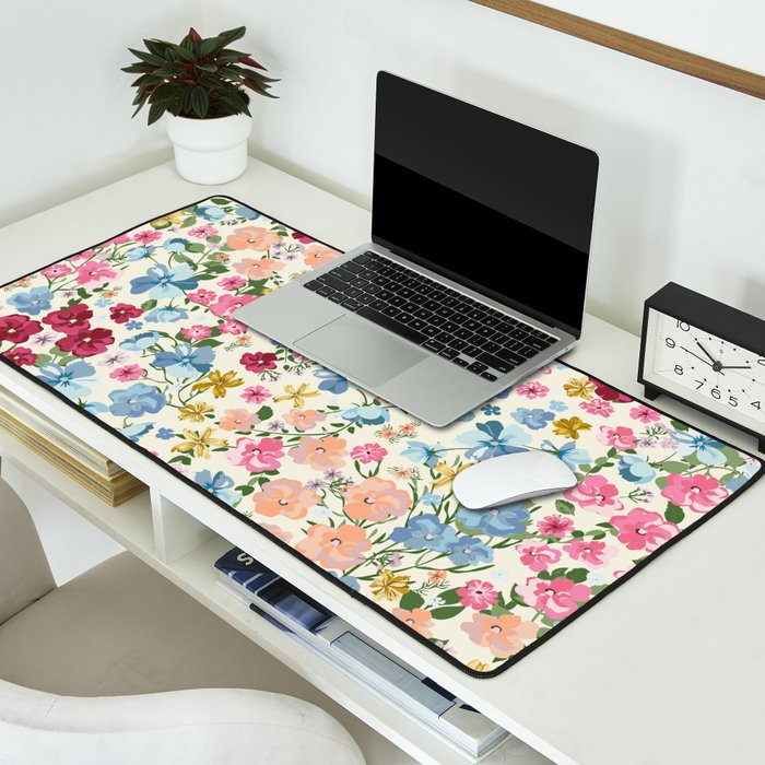 Blooming Cottage Garden Boho Floral Desk Mat Gallery Image 2