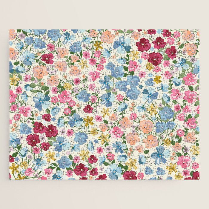 Blooming Cottage Garden Boho Floral Jigsaw Puzzle Gallery Image 1