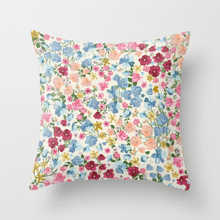 Blooming Cottage Garden Boho Floral Throw Pillow Gallery Image 6